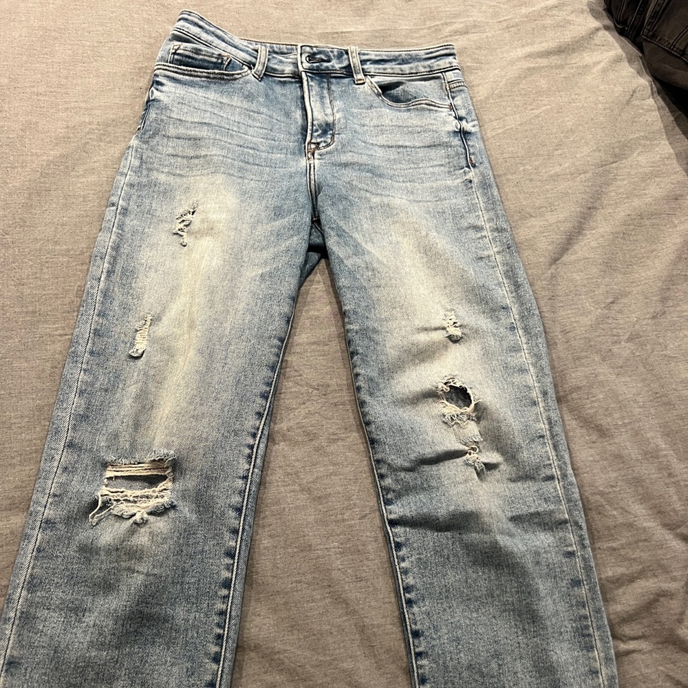 Altar'd State Light Blue Distressed Straight Leg Jeans